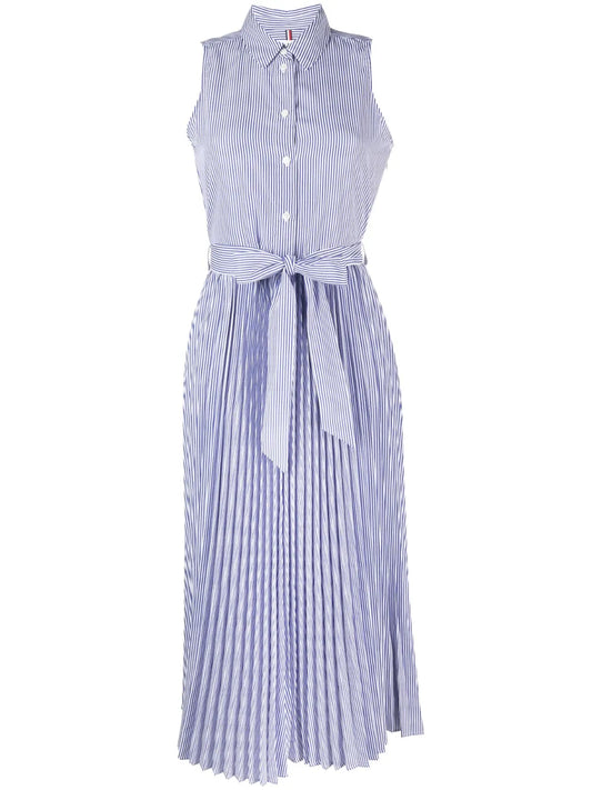 Striped Pleated Shirt Dress