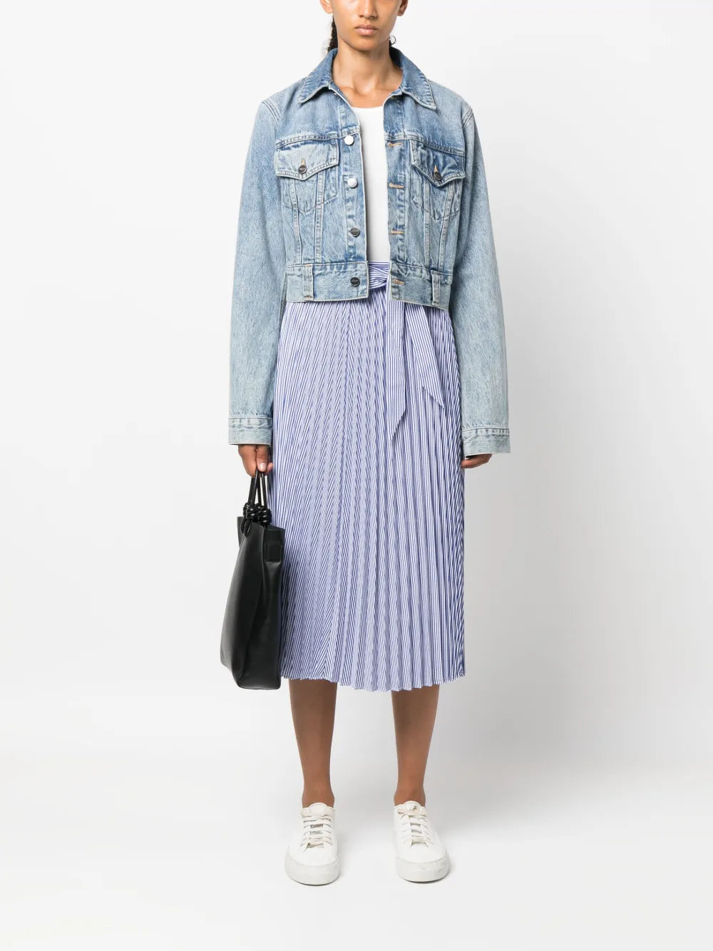 Ithaka-Stripe Pleated Midi Skirt
