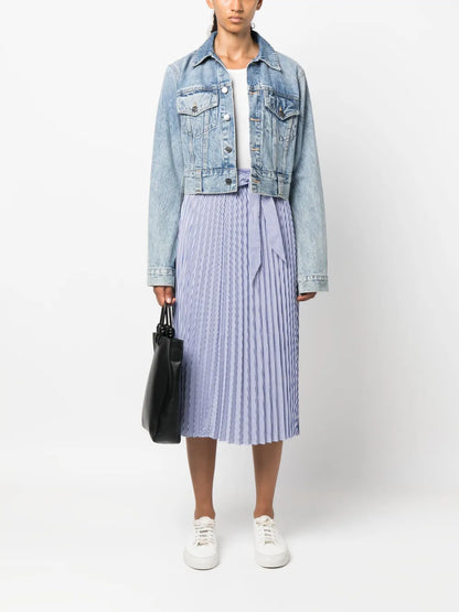Ithaka-Stripe Pleated Midi Skirt