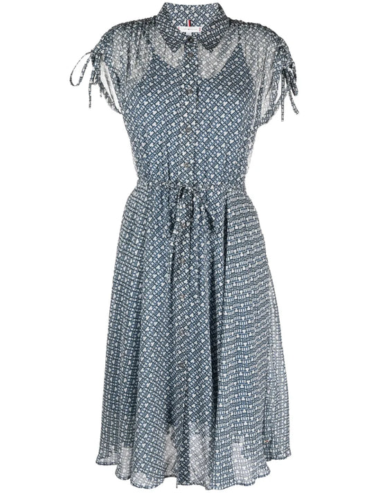 Amd Logo-Print Chiffon Midi Dress