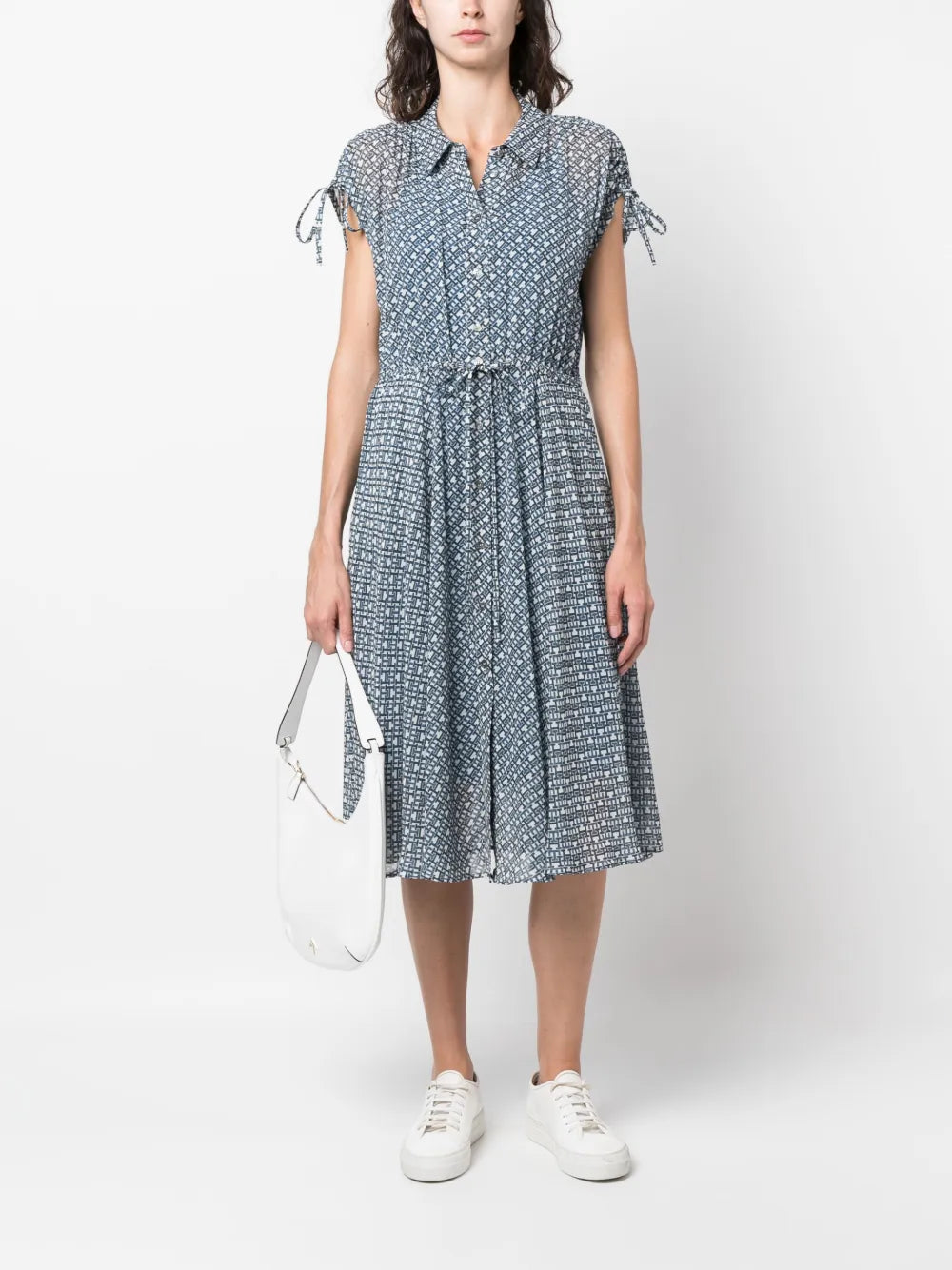 Amd Logo-Print Chiffon Midi Dress