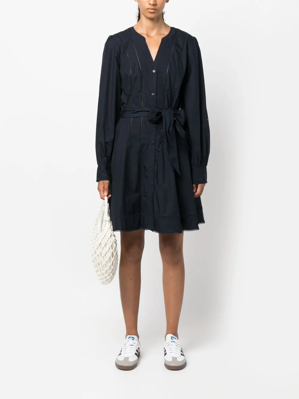 Ladder-Lace Cotton Short Dress