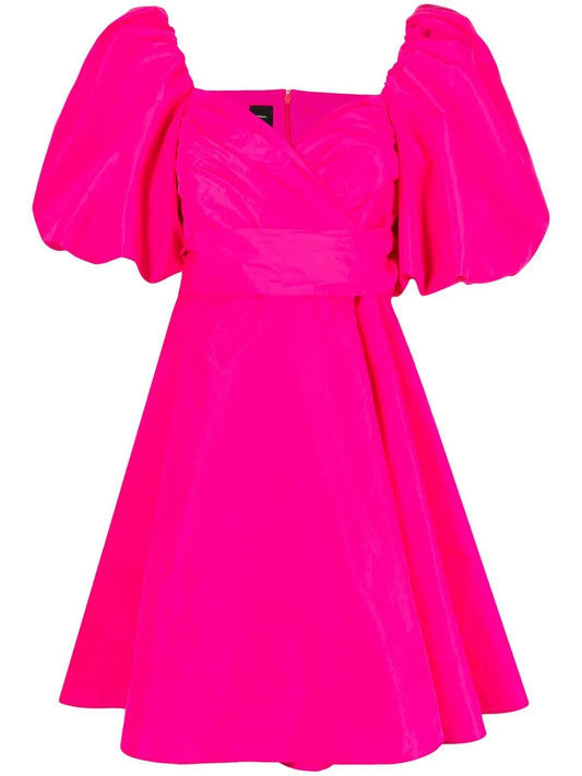 Puff-Sleeve Flared Dress