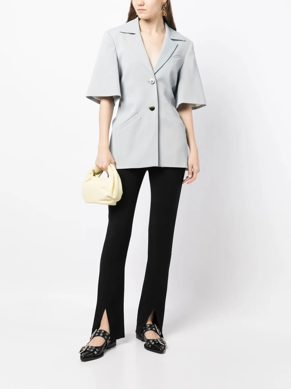 Twill-Weave Short-Sleeved Blazer