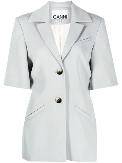 Twill-Weave Short-Sleeved Blazer