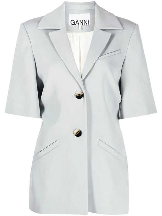 Twill-Weave Short-Sleeved Blazer