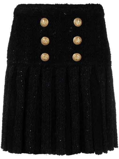 High-Waisted Button-Detail Skirt