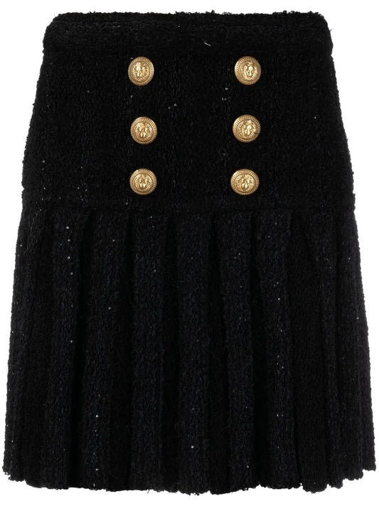 High-Waisted Button-Detail Skirt