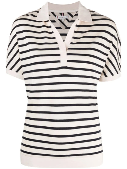 Striped Split-Neck T-Shirt