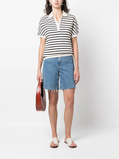Striped Split-Neck T-Shirt