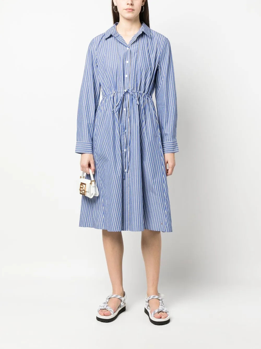 Stripe Mid-Length Shirt Dress