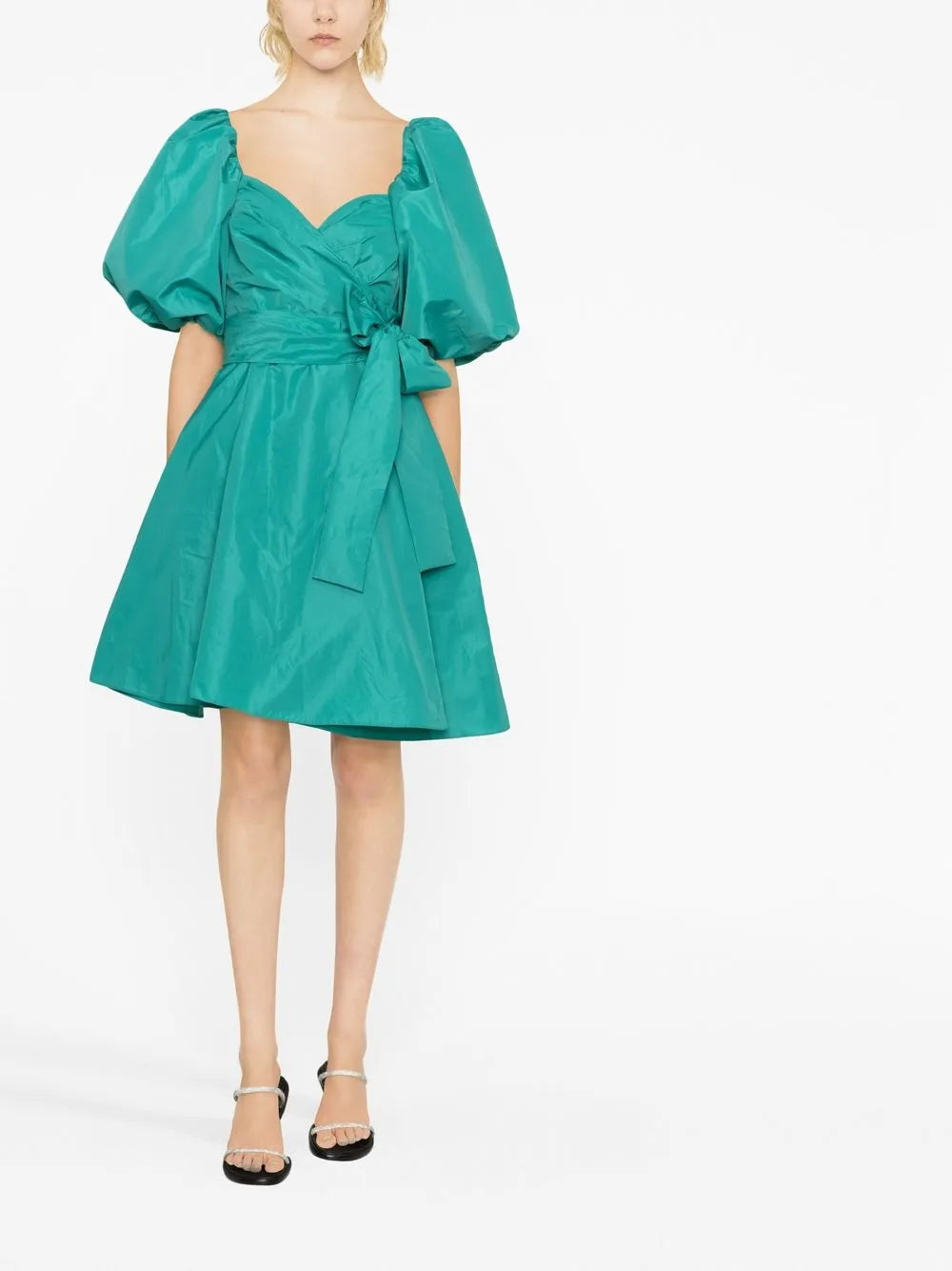 Puff-Sleeve Flared Dress