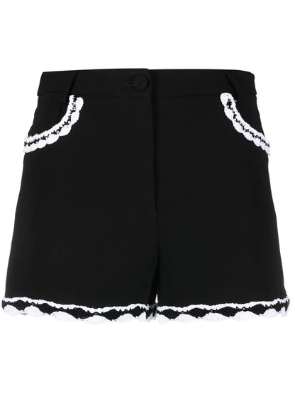 High-Waisted Lace-Trim Shorts
