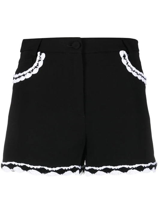 High-Waisted Lace-Trim Shorts