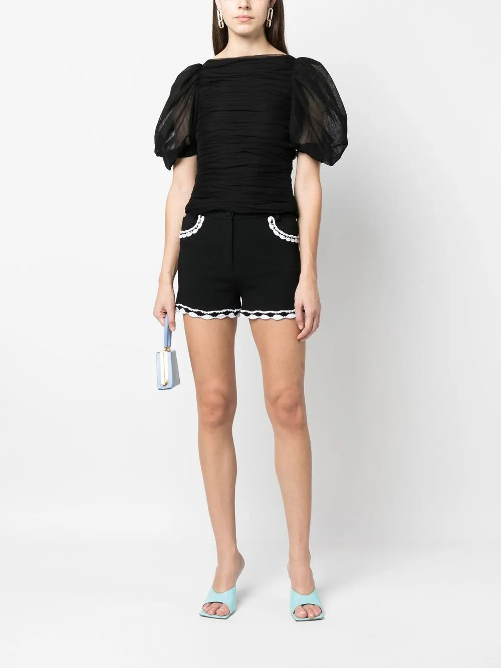 High-Waisted Lace-Trim Shorts