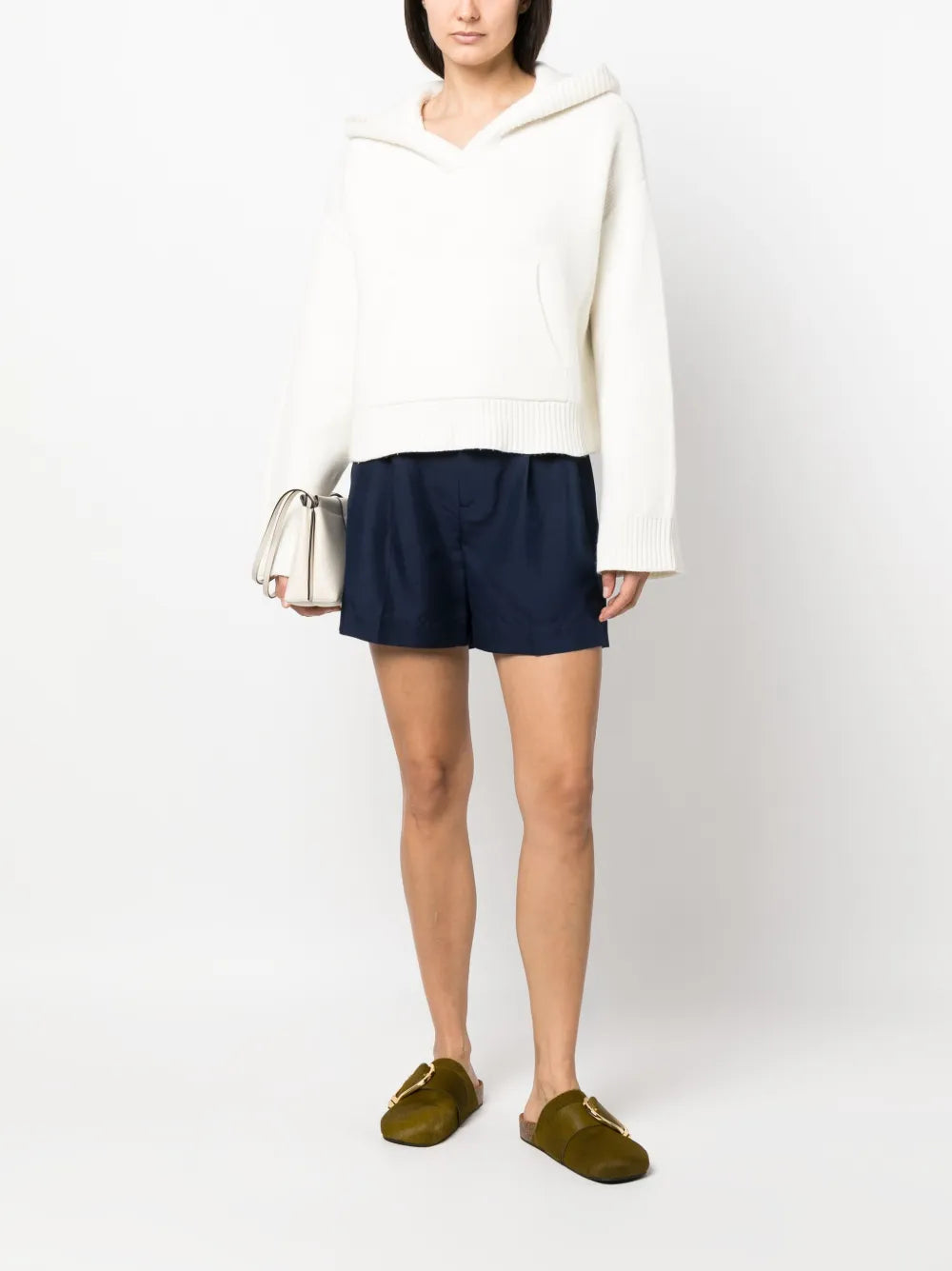 Pleated Silk Shorts