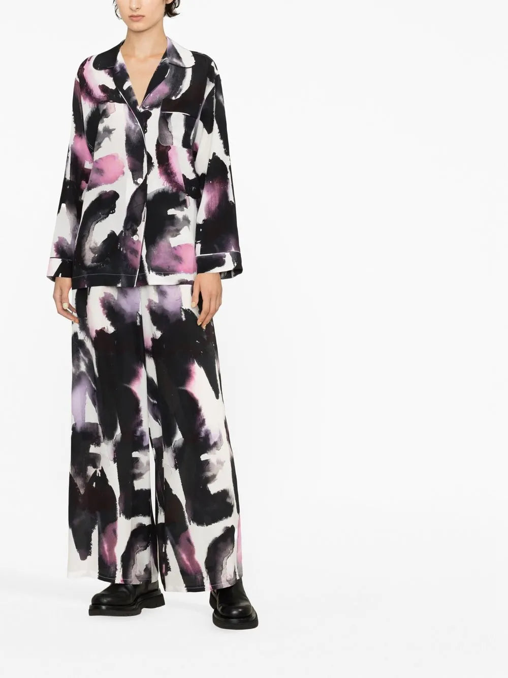 Abstract-Print Silk Shirt