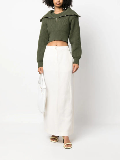 Decorative-Stitching Straight Skirt