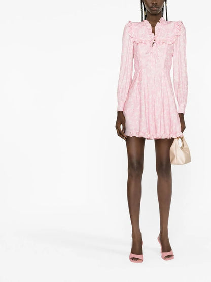 Floral-Print Ruffled Minidress