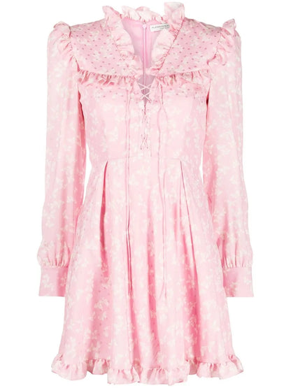 Floral-Print Ruffled Minidress