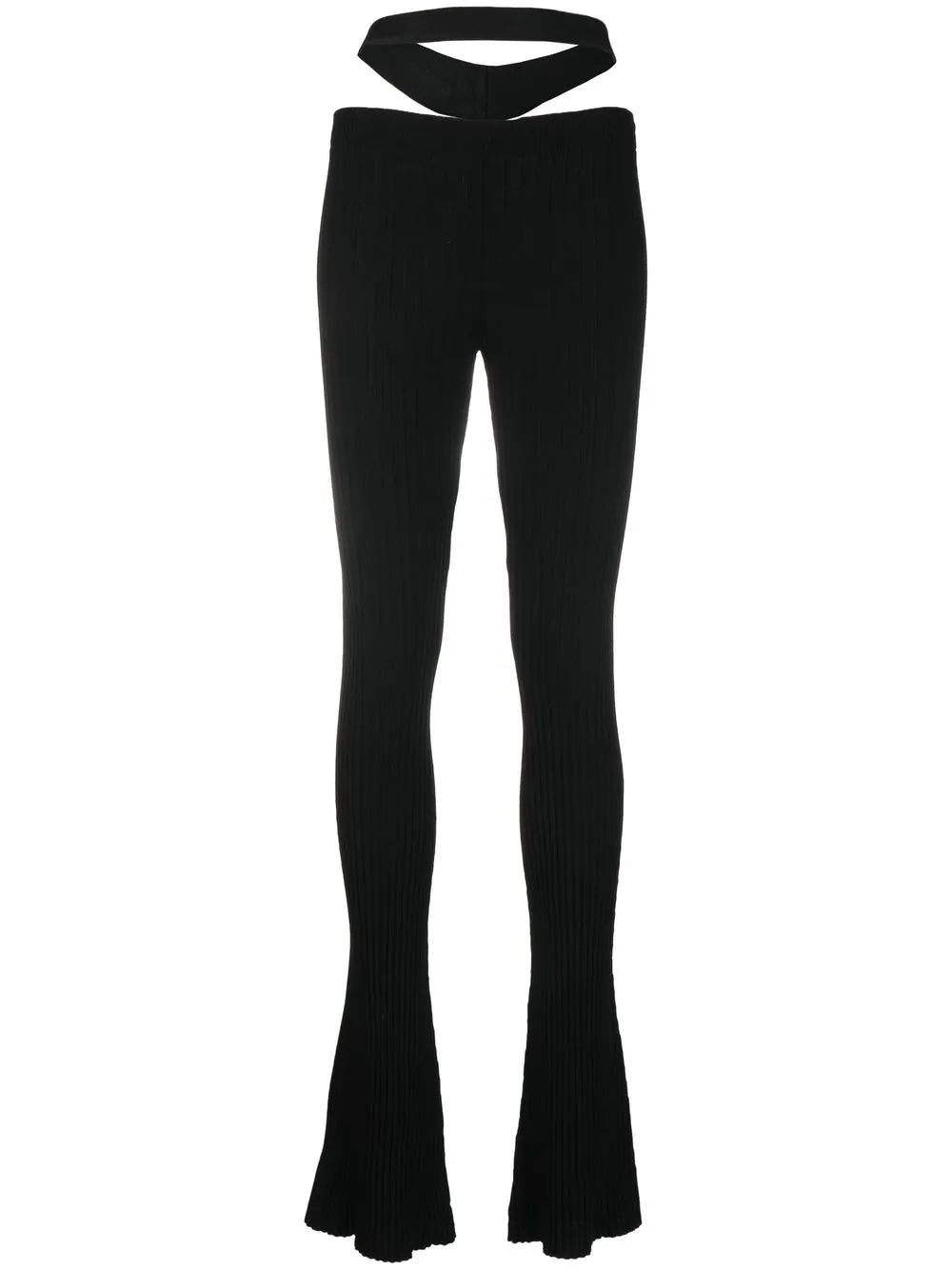Cut-Out Ribbed-Knit Trousers