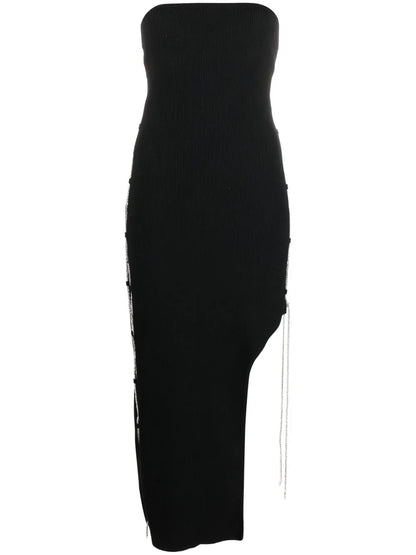 Crystal-Chain Embellished Midi Dress