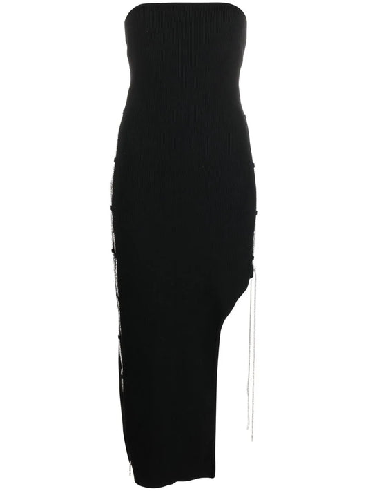 Crystal-Chain Embellished Midi Dress