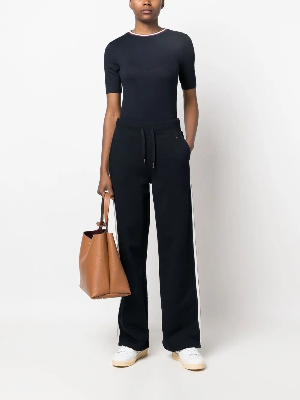 Striped-Trim Terry Track Pants