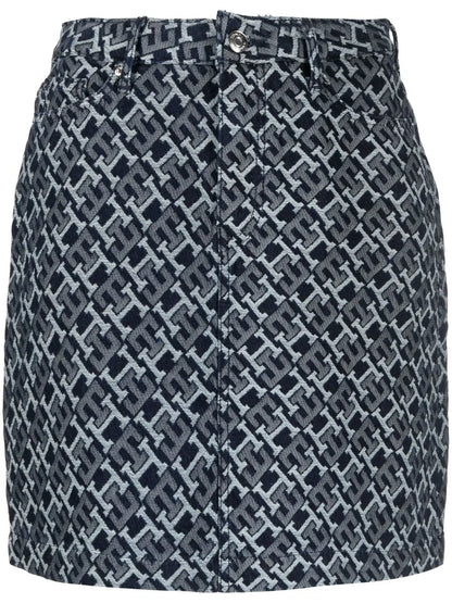 Logo-Print Denim Skirt