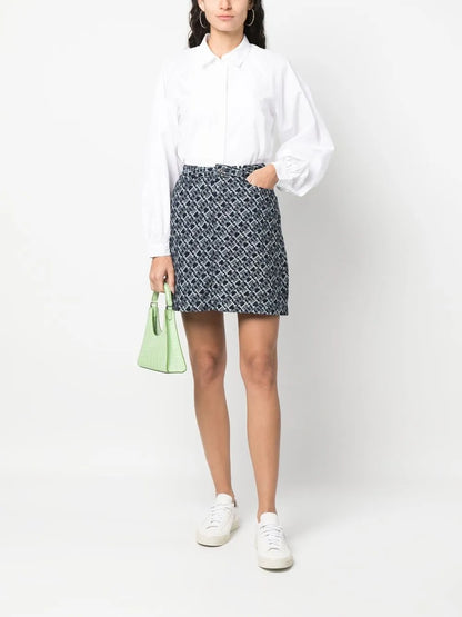 Logo-Print Denim Skirt