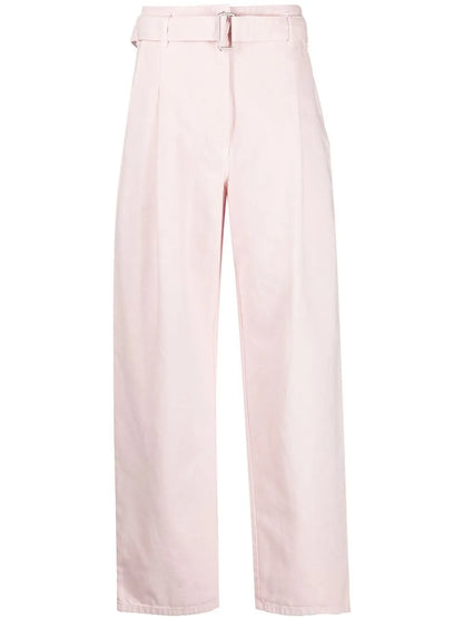 Belted Cotton Gabardine Trousers