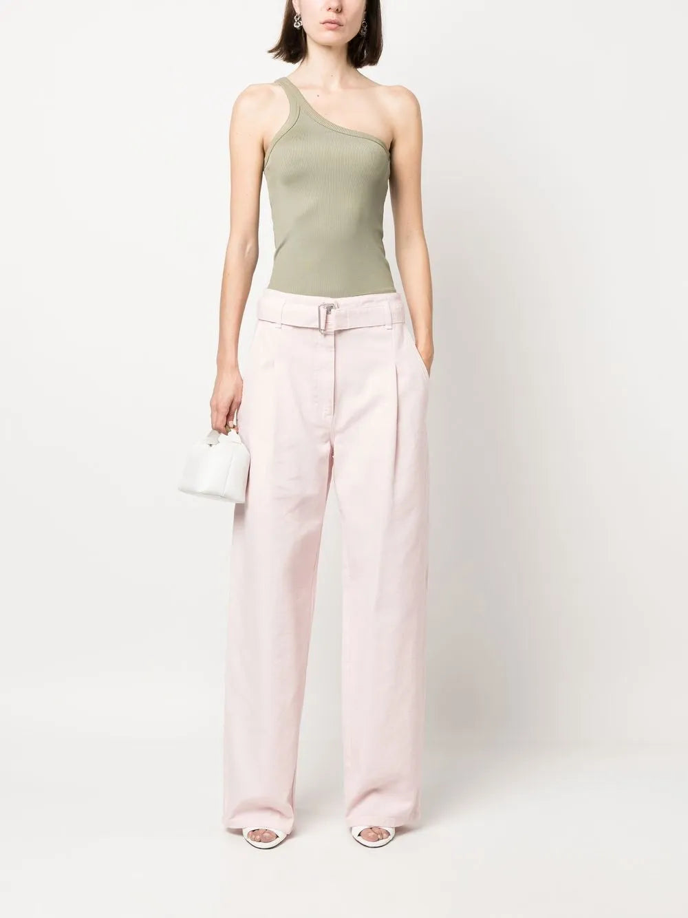 Belted Cotton Gabardine Trousers