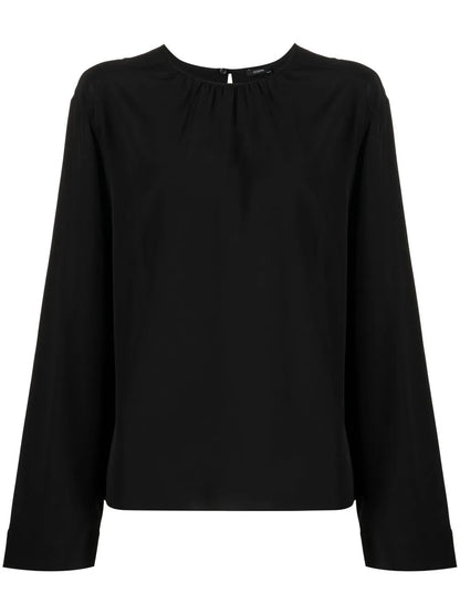 Gathered-Neck Silk Blouse