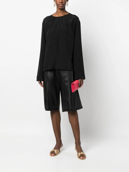 Gathered-Neck Silk Blouse