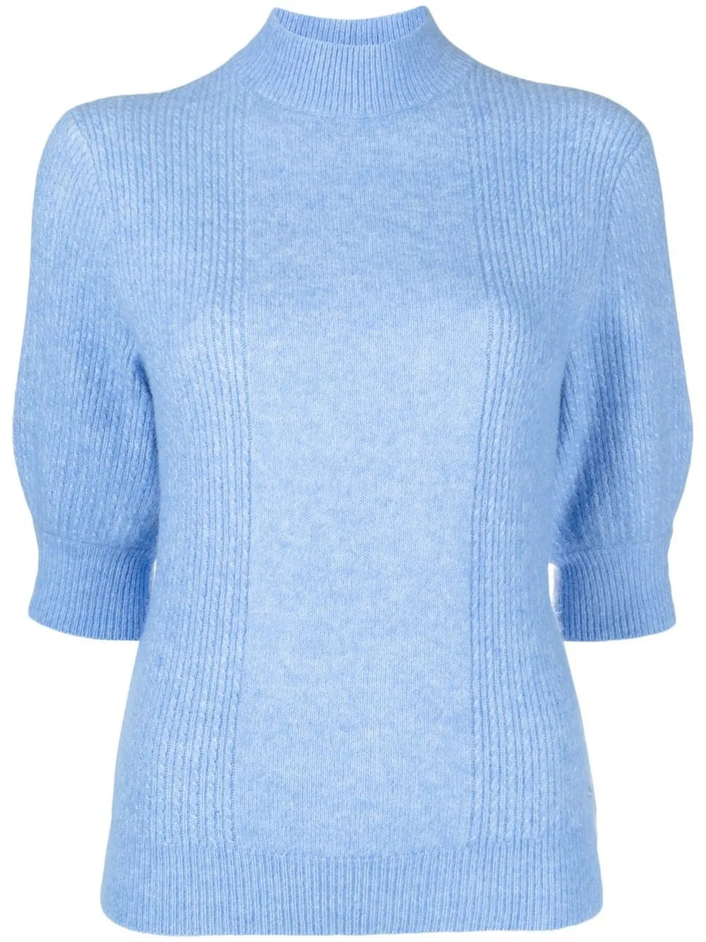 High-Neck Cropped-Sleeve Jumper