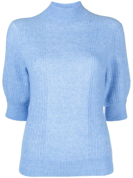 High-Neck Cropped-Sleeve Jumper