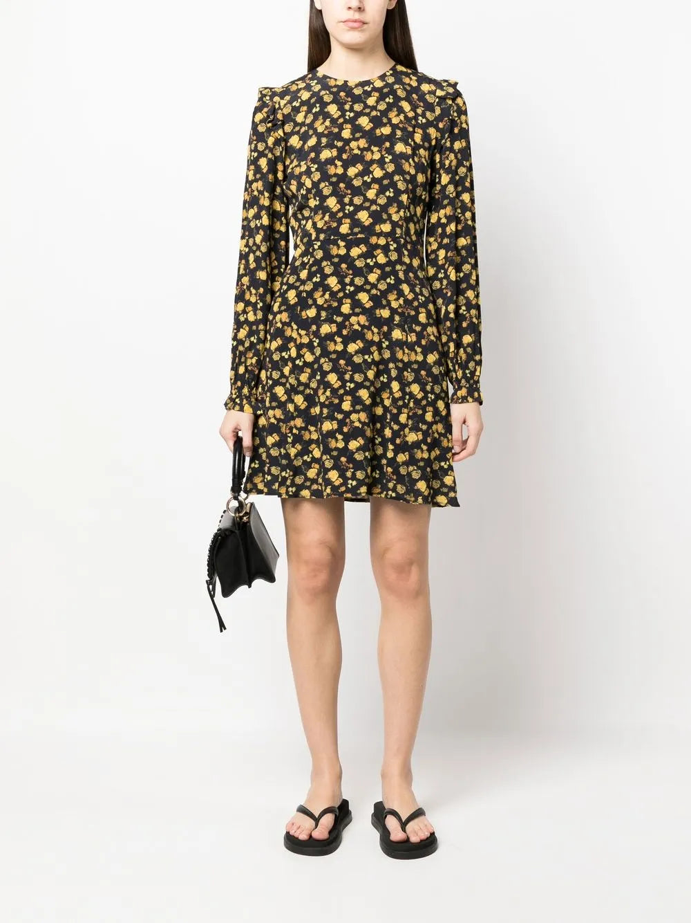 Moss Crepe Rose Short Dress