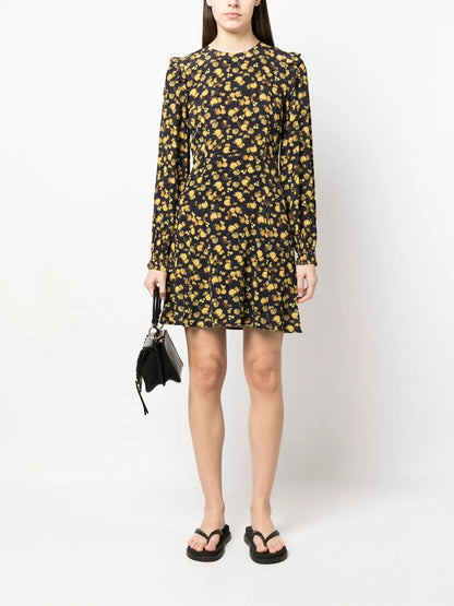 Moss Crepe Rose Short Dress