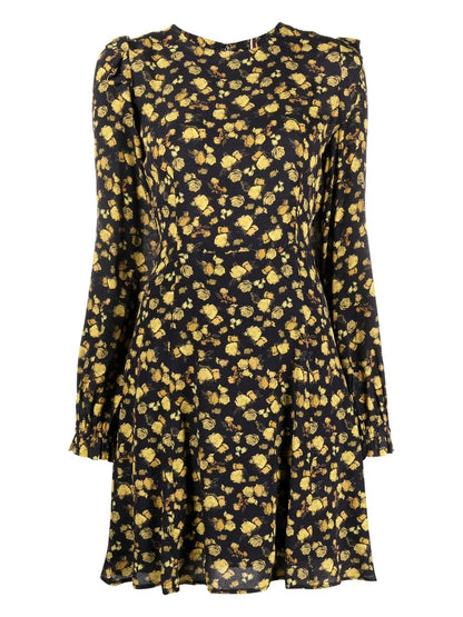 Moss Crepe Rose Short Dress