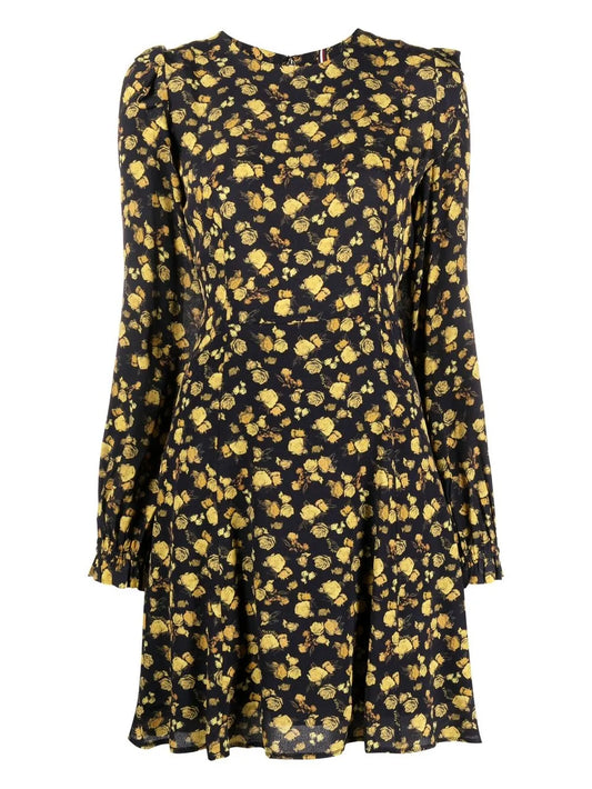 Moss Crepe Rose Short Dress