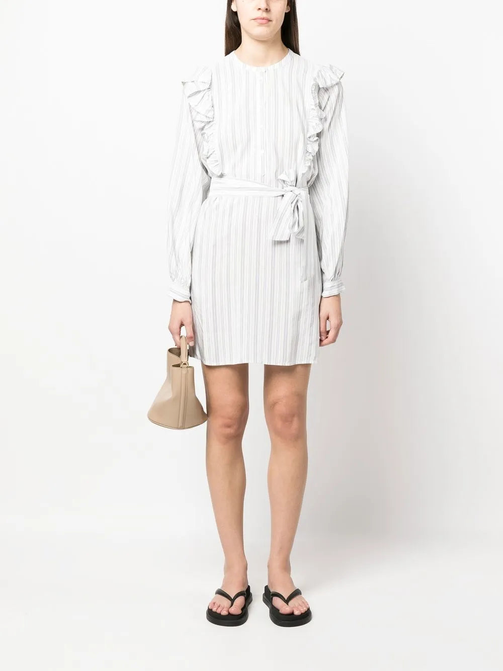 Regular Stripe Short Ruffle Dress