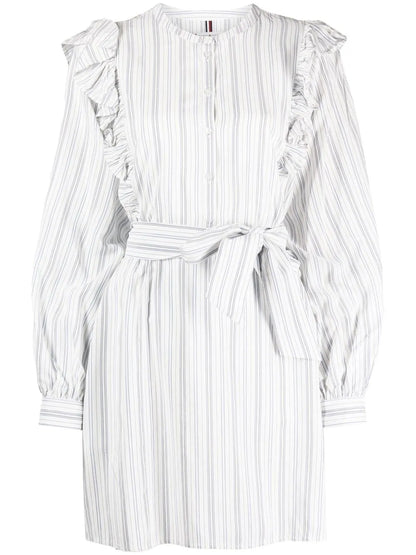 Regular Stripe Short Ruffle Dress