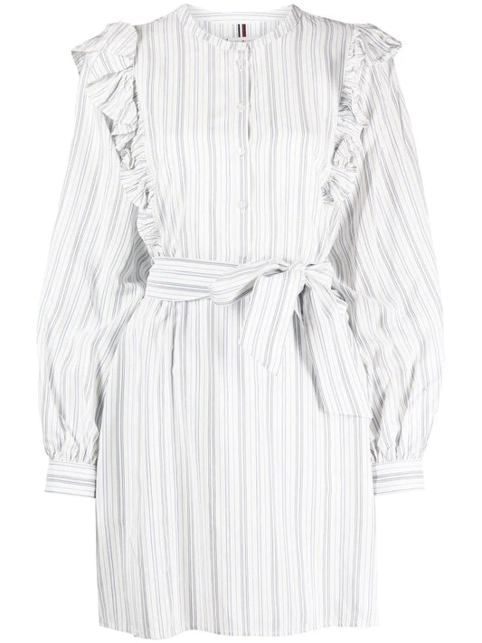 Regular Stripe Short Ruffle Dress