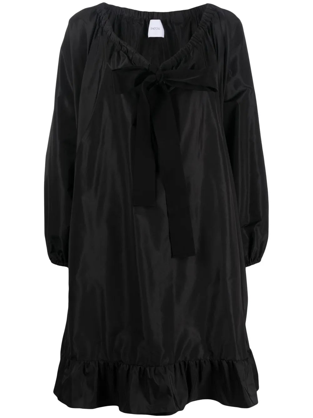 Puff-Sleeve Ruffle-Hem Minidress