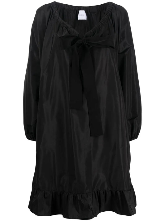Puff-Sleeve Ruffle-Hem Minidress