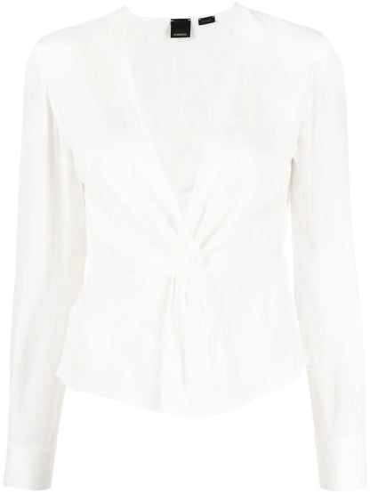 Twisted V-Neck Blouse