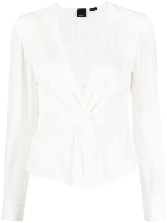 Twisted V-Neck Blouse