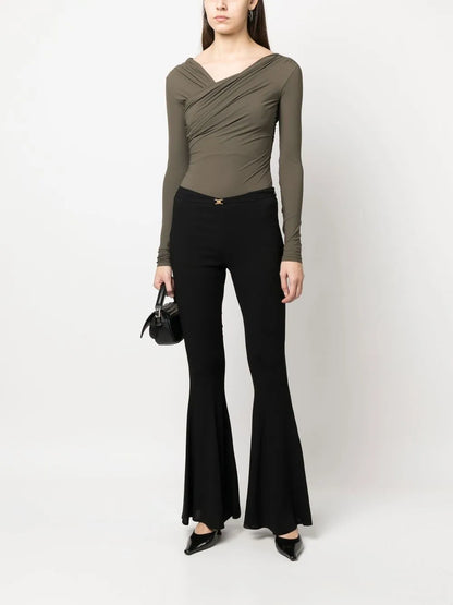 Mid-Rise Flared Trousers