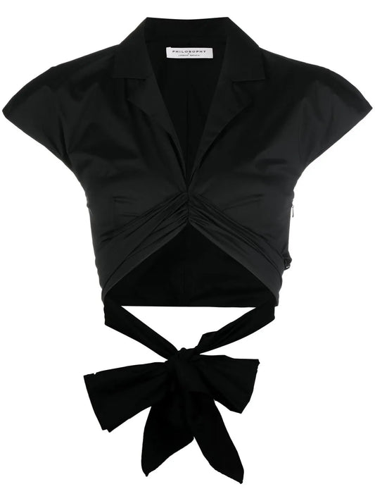 Cropped Taffeta Blouse