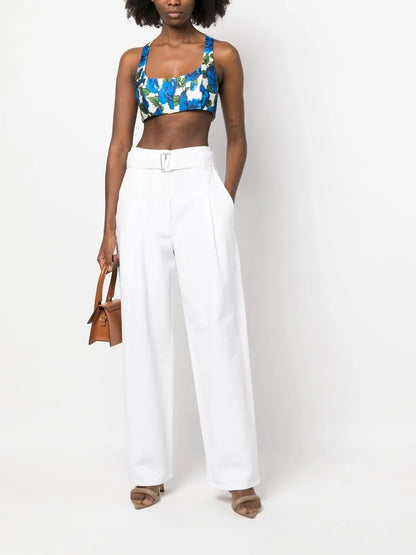 Belted Cotton Gabardine Trousers